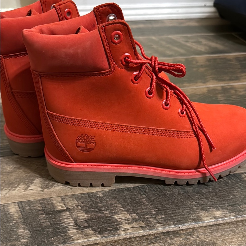 Timberland Red Lace-Up Boots
